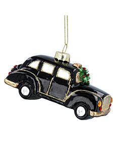 Gisela Graham London Taxi With Wreath Glass Tree Decoration